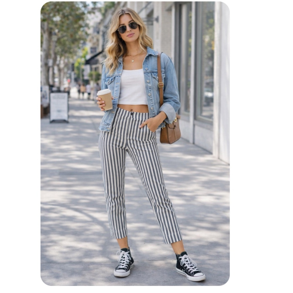 BRANDY MELVILLE Blue White Tilden Striped Pants OS